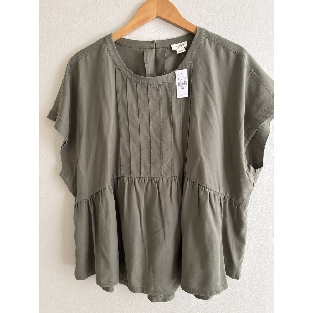 New With Tags Up West Tunic Top Olive Green Crewneck Comfort‎ Size XLarge
